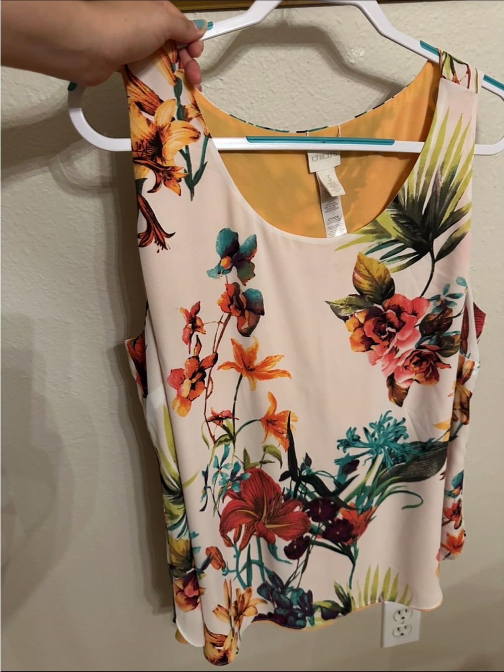 Floral Sleeveless Shell Top - Ivory/Multi